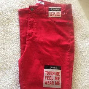 NWT Red Soft Velvet Jeans Stretch Size 12